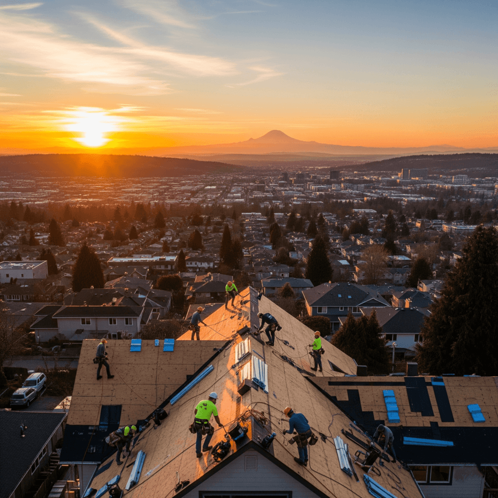 Roof cleaning service in Bellevue removing moss and debris